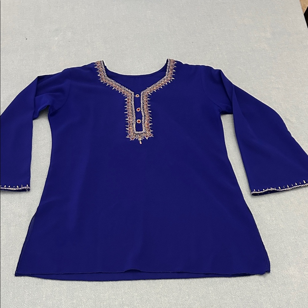 Royal Blue Embroidered Women's Tunic
